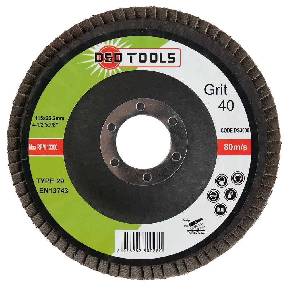 METALO ŠLIFAVIMO LAPELINIS DISKAS  40 GRŪDĖTUMO (4 1/2") 115MM X 22.2MM, 10 VNT. DS3006