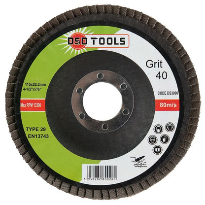 METALO ŠLIFAVIMO LAPELINIS DISKAS  40 GRŪDĖTUMO (4 1/2") 115MM X 22.2MM, 10 VNT. DS3006